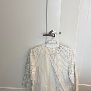 Madewell Cream and Grey Pinstripe Blouse